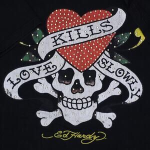 VTG Ed Hardy Skull T-Shirt Black 3XL Christian Audigier Love Kills Slowly Y2K